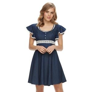 Beauty and the Beast Chambray Fit & Flare Dress